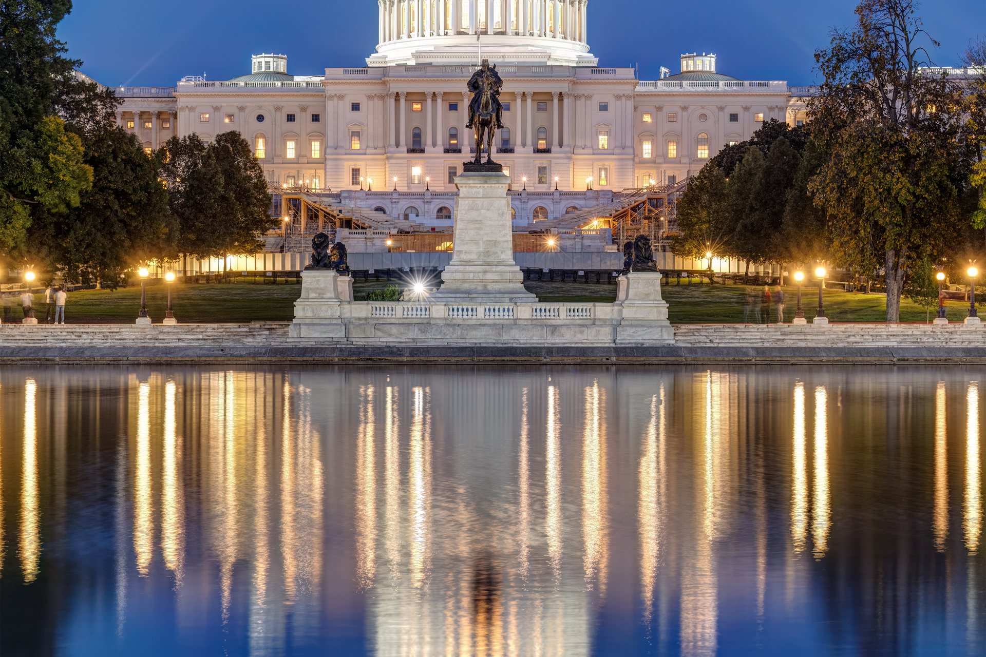 The U.S. Capitol at night, home of the congressional committees that oversee American intelligence