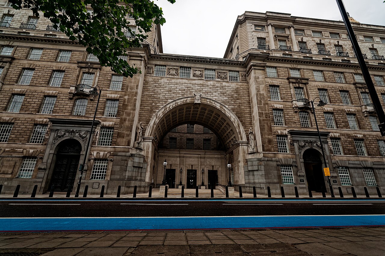 Thames House on Millbank in London, headquarters of MI5, the British Security Service