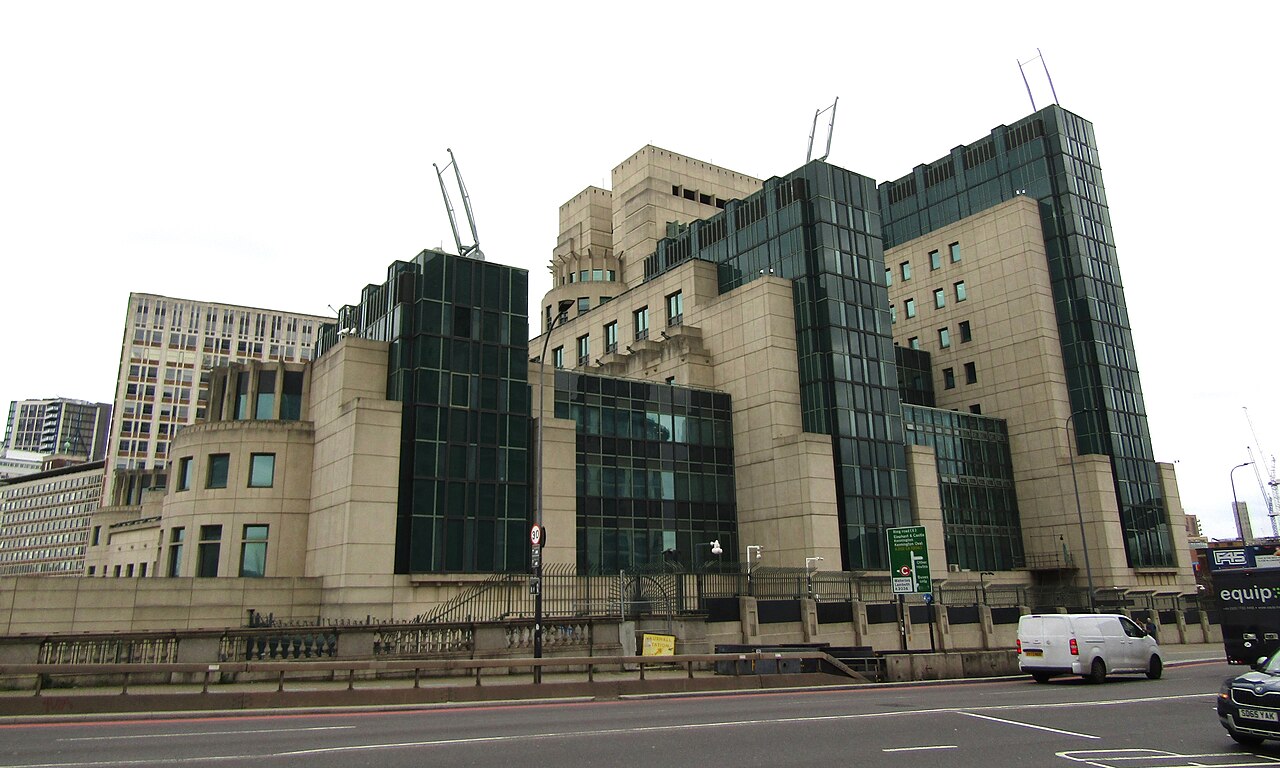 The SIS Building at Vauxhall Cross in London, headquarters of MI6 and the center of British intelligence