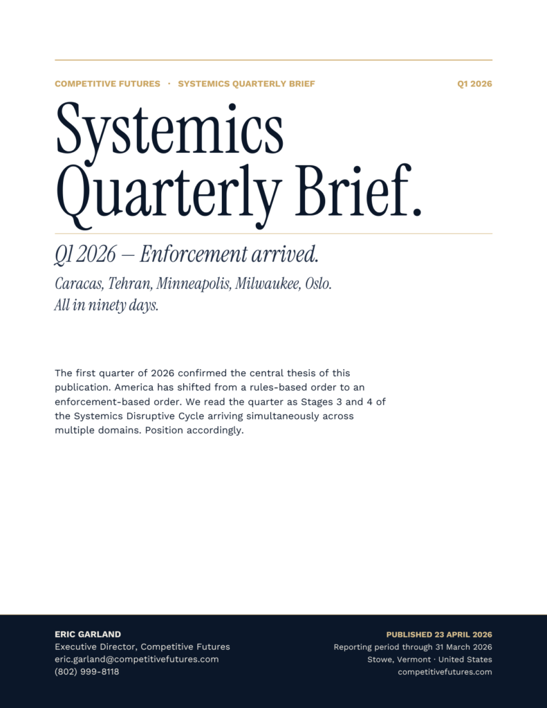 Cover page of the Systemics Quarterly Brief, Q1 2026: Enforcement Arrived