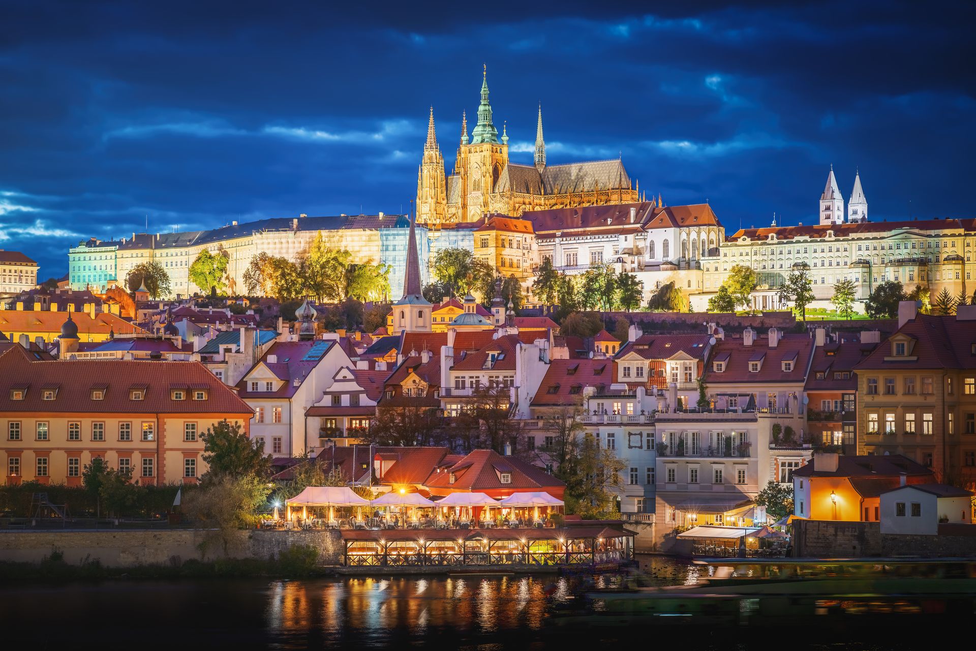 Prague Castle at night, seat of the Czech presidency and the state that Czech intelligence serves