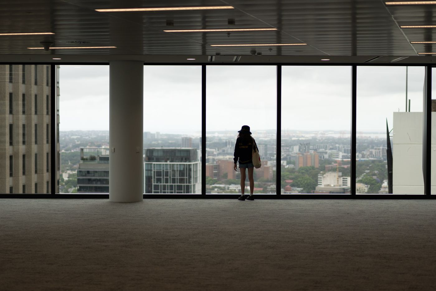 An empty office floor, a third-order effect of remote work on a Futures Wheel