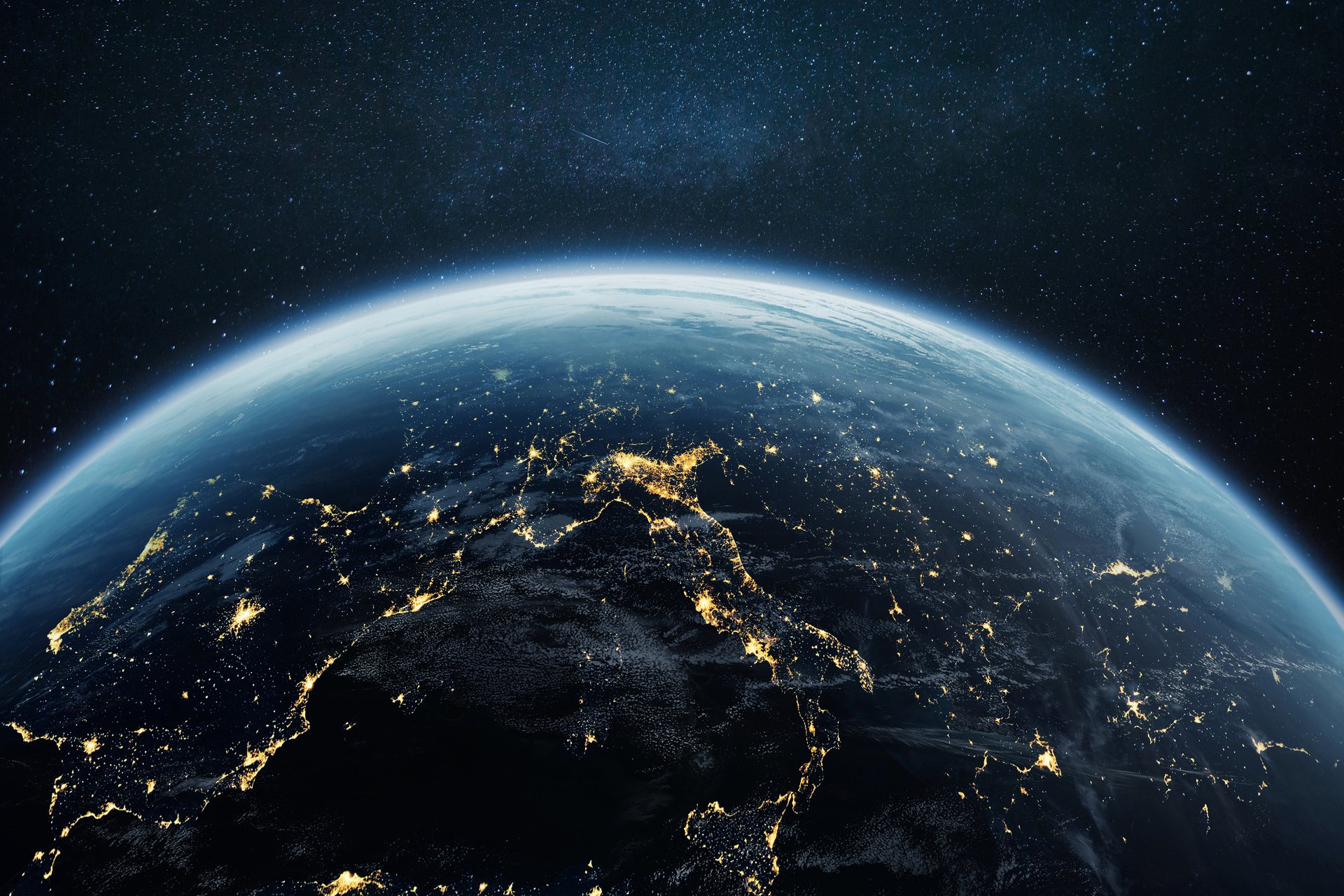 Earth at night from space, the setting for intelligence services around the world
