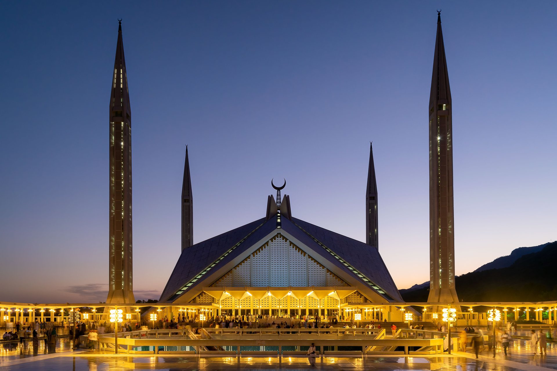 The Faisal Mosque in Islamabad at sunset, in the capital that hosts Pakistani intelligence headquarters
