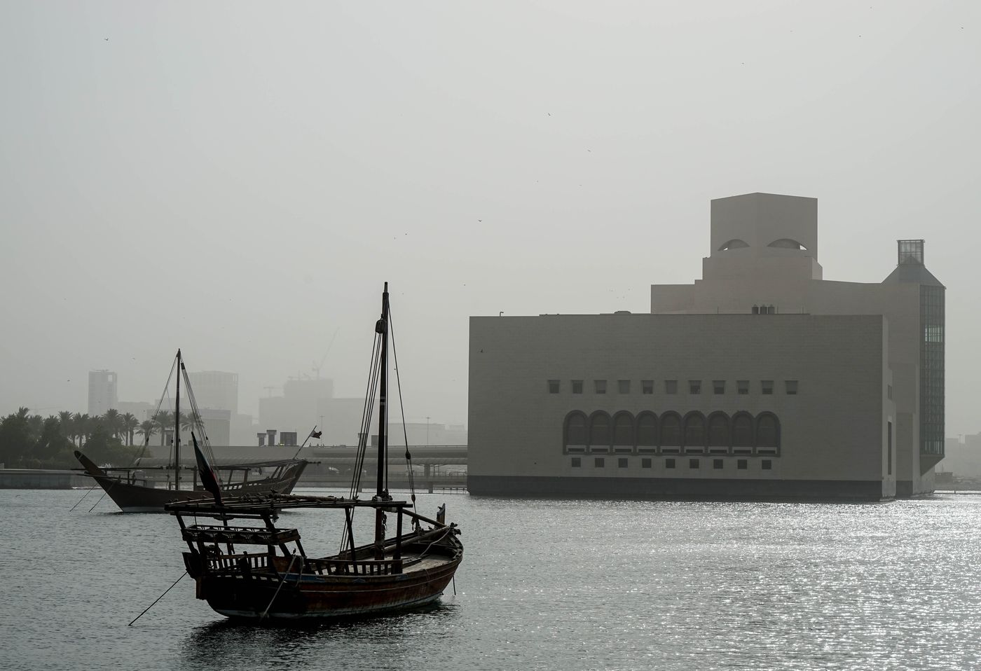 A traditional dhow off Doha’s corniche, a reminder of Qatar’s past before it became a hub for intelligence back channels