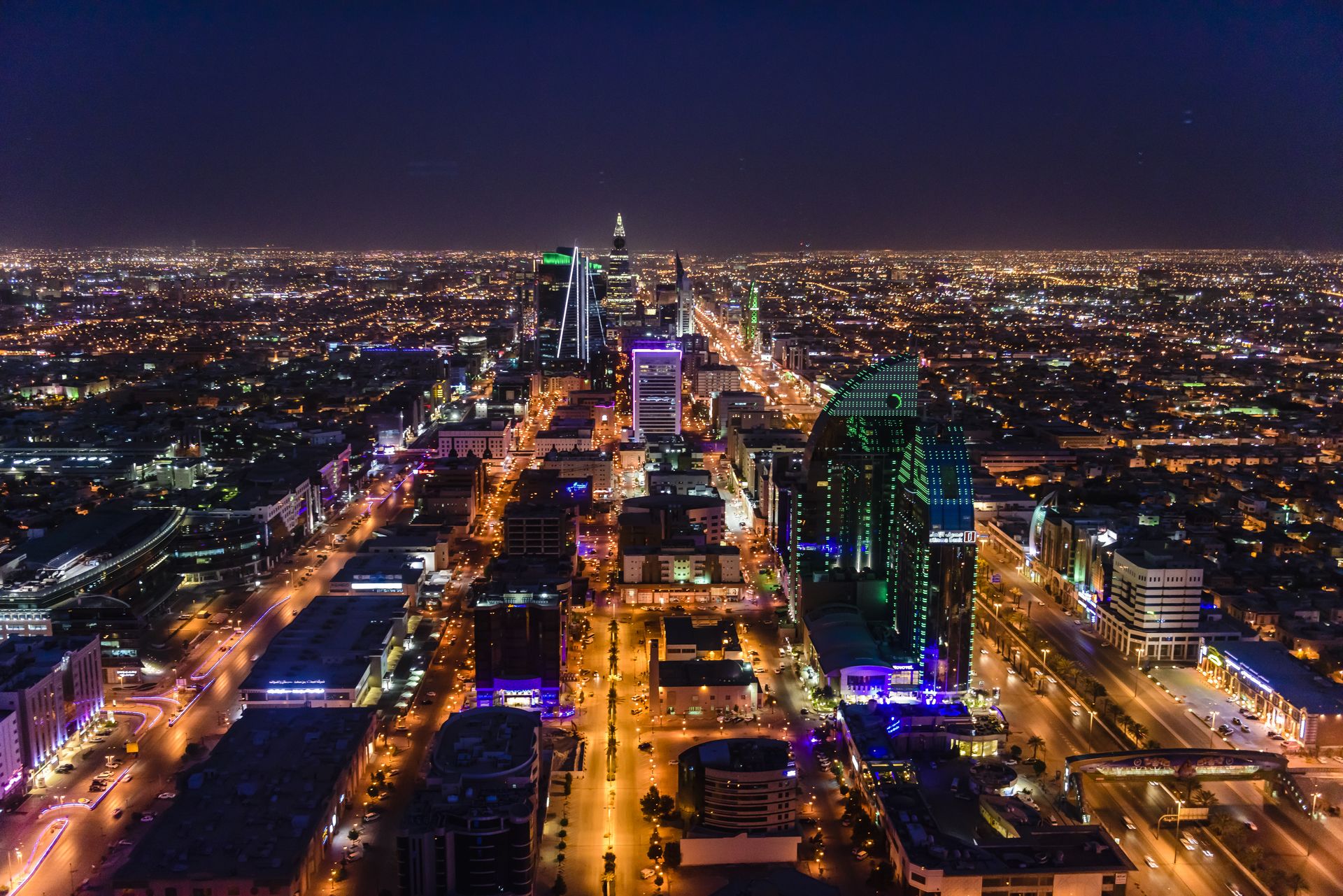 Riyadh at night, home of Saudi intelligence and the General Intelligence Presidency