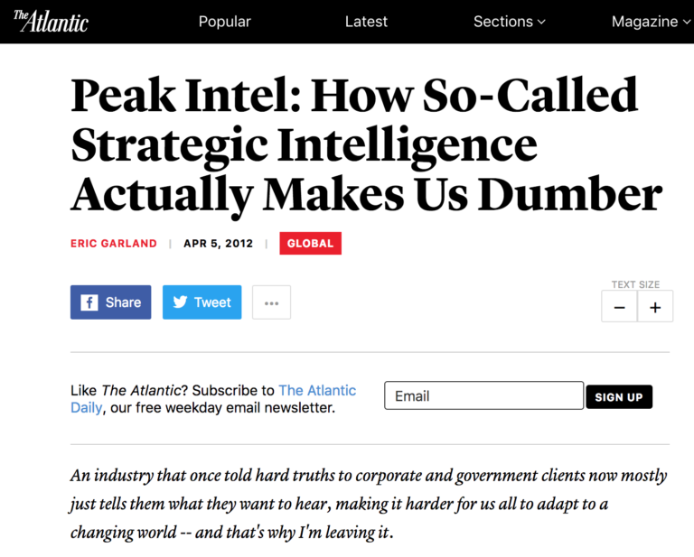 Revisiting "Peak Intel" and why I stayed in the intelligence field