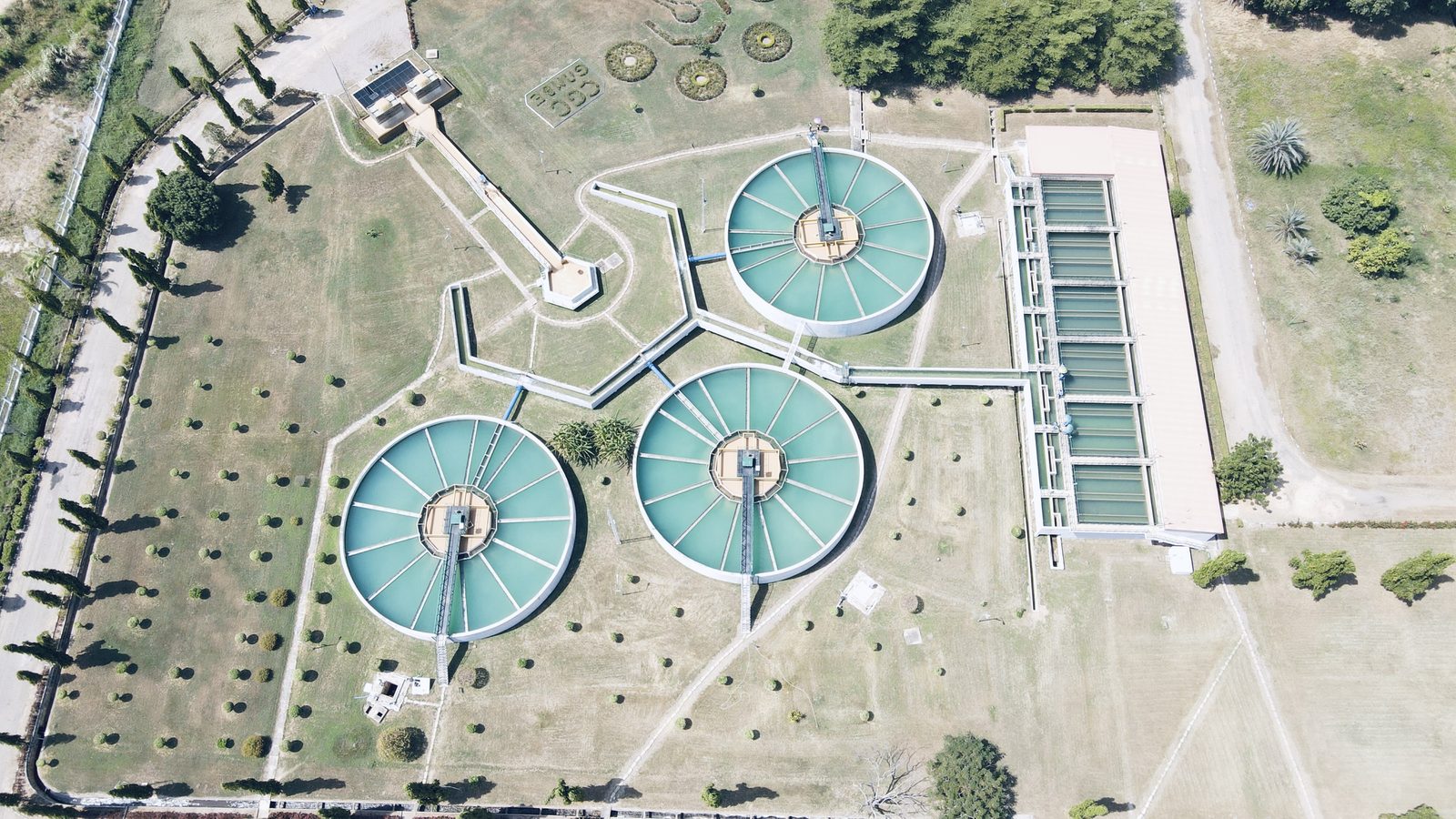 Aerial view of a water treatment facility, the subject of a systems mapping study